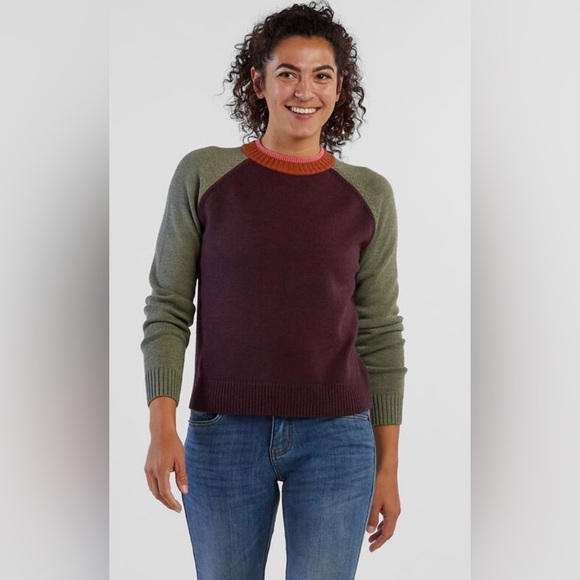 Title Nine Mendocino Colorblock Merino Wool Blend Crewneck Sweater Small - Picture 1 of 8
